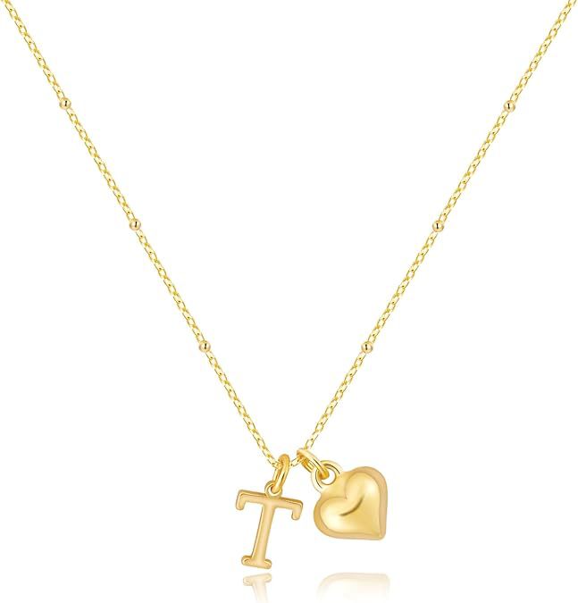new fashion light luxury style 26 letter heart necklace, 14k gold plated minimalist versatile women's necklace
