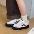 Thick soleplaid sneakers for women all year roundcasualeasiest for matchsoft soletie backniche style round toe sports casualwhite shoes