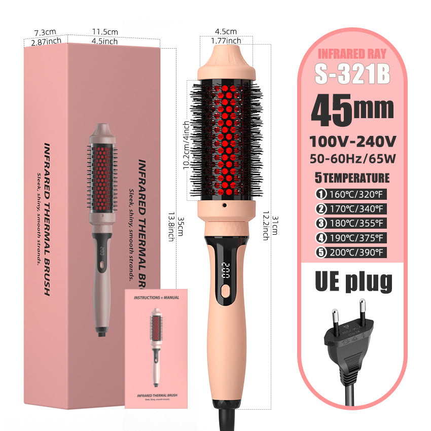 Cross-border curling iron 45mm multi-functional straight hair comb curling iron 2-in-1 straight roll dual-purpose infrared electric comb