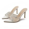 Yx open-toe pointed-toe mesh rhinestone sexy thong sandals women's 2026 summer outdoor elegant stiletto high heel sandals