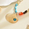 Wholesale seashell pendants for fashion & european cross-border jewelry: colorful crushed stone design, unique alloy seashell pendant necklaces for women