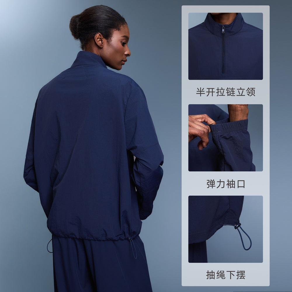 Half-zip windproof stand collar sports long sleevestops women's lightweight waterproof outdoor fitness outwearautumd25173