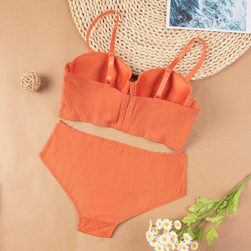 Exportfashionsexylace women's bra suit small breast push up push up french half cup intimates women
