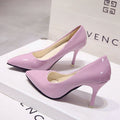 European style nude stiletto heels pointed toe black work pumps women's patent leather blue plus size shoes red wedding shoes
