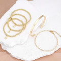 26 letter pendant gold beads beaded bracelet handmade paper clip glossy bracelet three-piece set bracelet jewelry