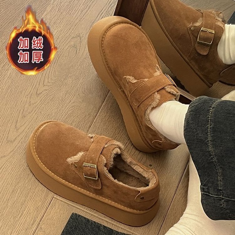 Birkenstock cotton shoes for women winterfleece-linedoutwear2026new arrivalthick soleheight-increasing big toe bread shoes snow boots