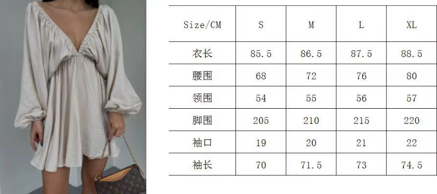 european and american summer women's fashion: sexy and chic v-neck lantern sleeve mini dress