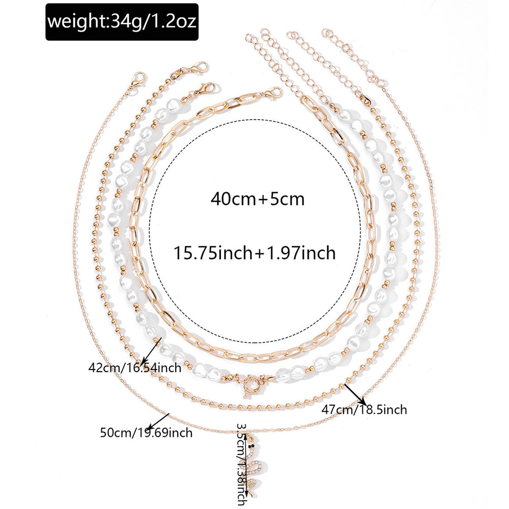 bohemia imitation pearl beaded necklace niche styleaccessible luxury diamond-encrusted snake pendant multi-layered necklace for women