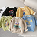 Children's winter sweatshirt  new collection: boys' and girls' crewneck top,  trendy cartoon print base layer