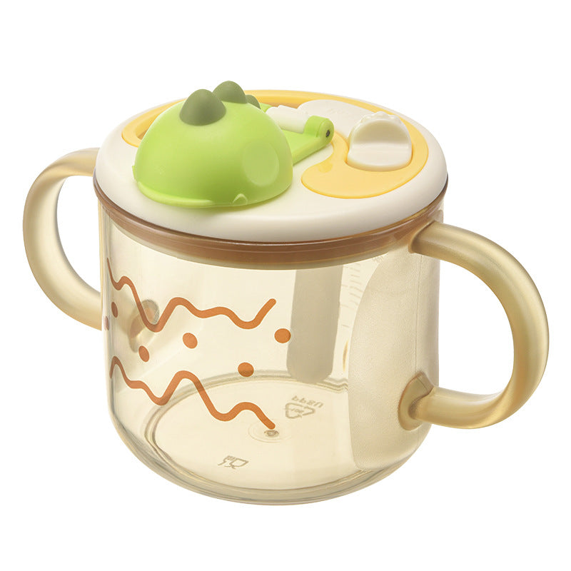 Baby milk cup with measuring scale, direct drinking cup, drop-proof, 3-year-old bottle, children's milk bottle, ppsu learning drinking cup, straw cup