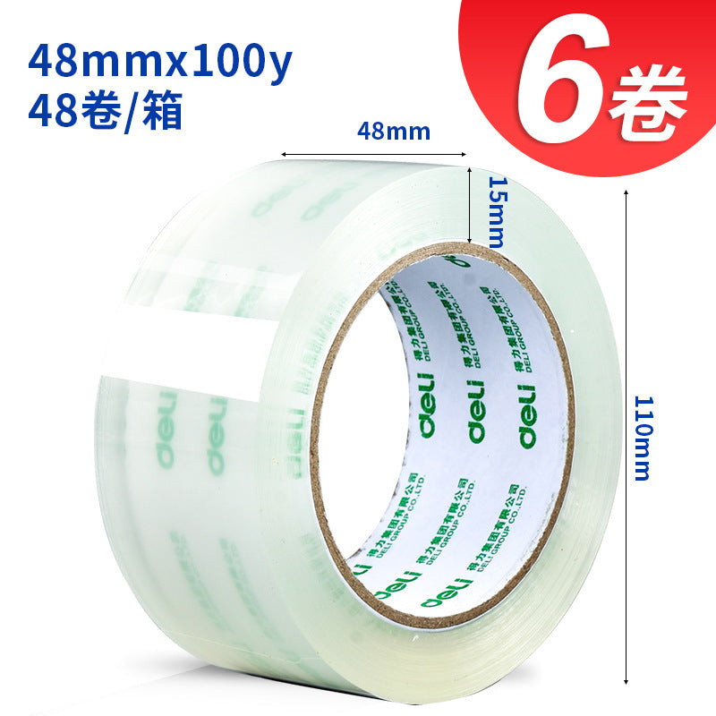 Deli transparent wide tape express packing tape 6cm large roll sealing tape sealing tape wholesale in large quantities of whole boxes