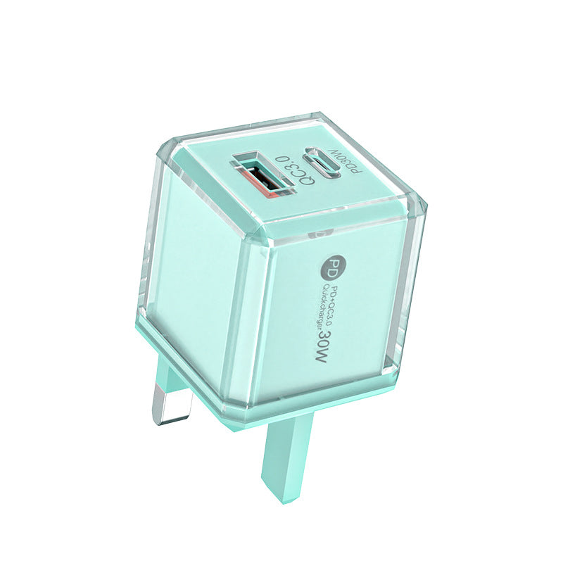 Big ice cube a+c macaron european, american and british mobile phone fast charging head qc3.0+pd20w dual-port cross-border supply