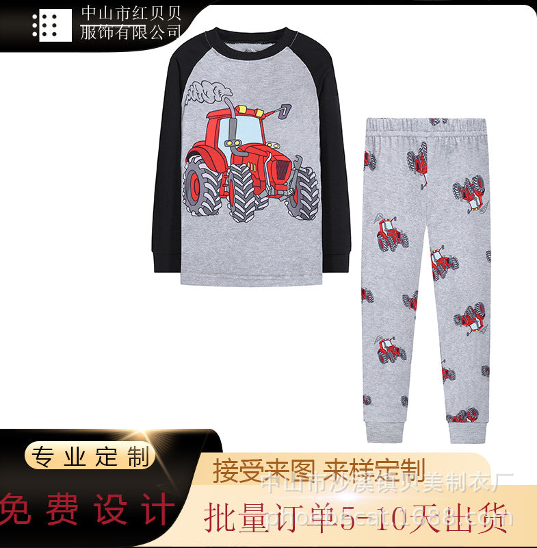 autumn new children's home clothes cute triceratops pajamas export children's clothing wholesale