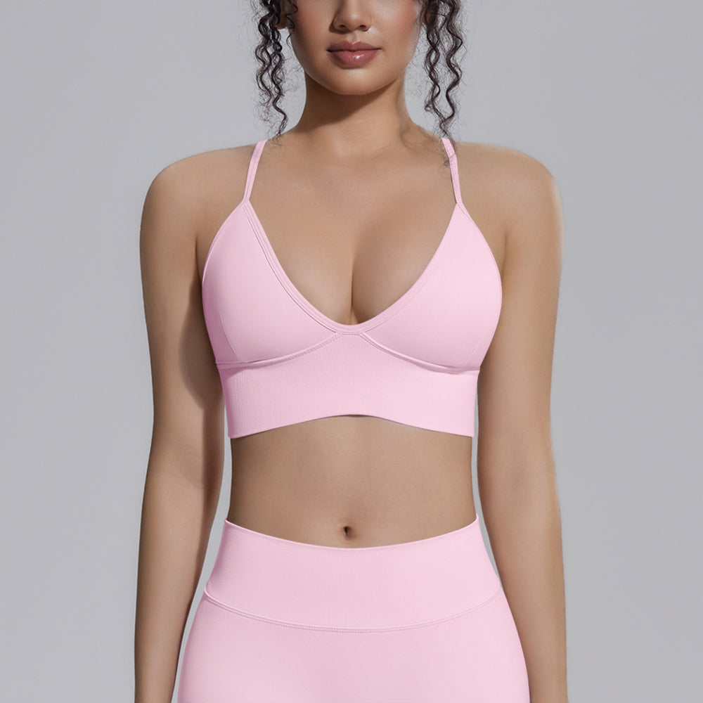 New double-strap seamless yoga bra - sexy back design, quick-dry activewear top for running, fitness, and yoga