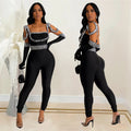 C7001 cross-border   independent station fashionfashion women's new style suspender hot diamond long jumpsuit