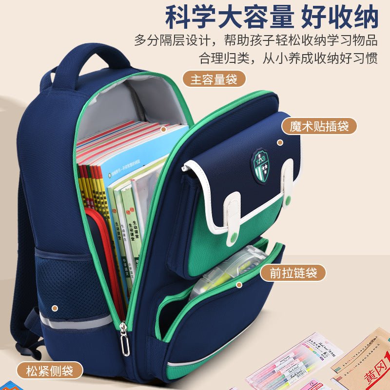 New British primary school schoolbag, scientific spine protection, large-capacity backpack, light for boys and girls in grades 1-6