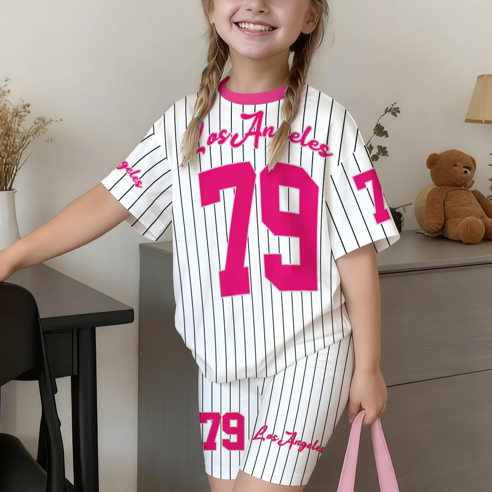 wholesale girls' short-sleeve and shorts sets, fashionable spring, summer, and autumn outfits for girls