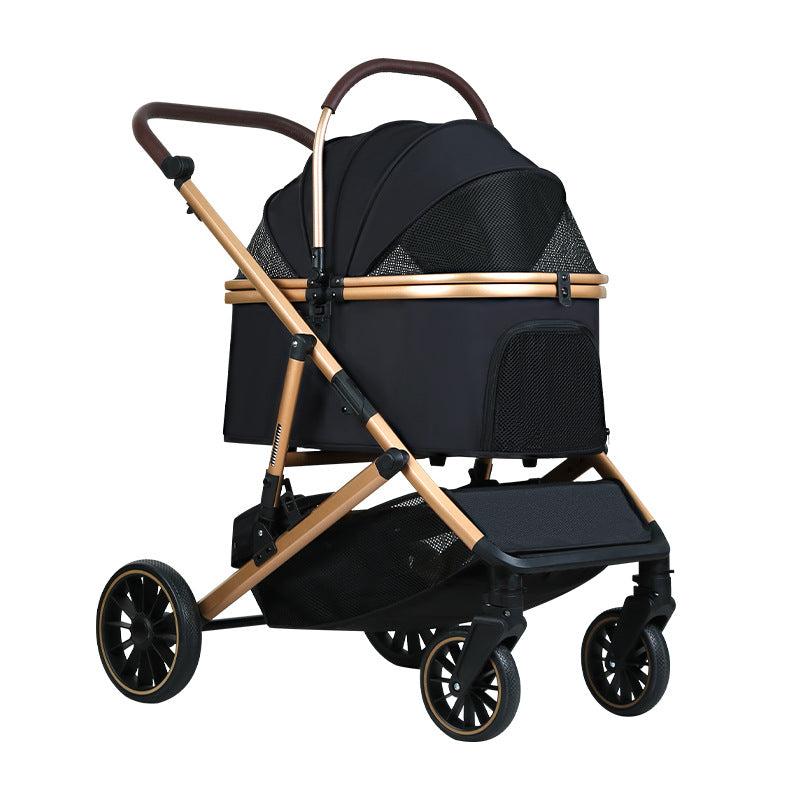 Pet stroller - lightweight, foldable, detachable, for dogs and cats - outdoor pet pushchair, adjustable height, large capacity
