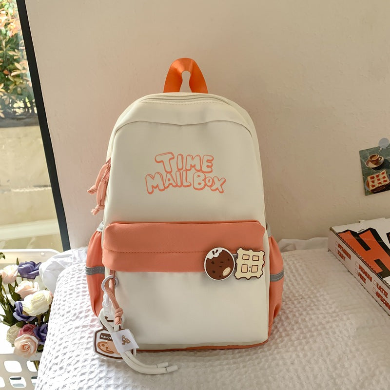 New Korean version contrasting color trend student schoolbag fashionable leisure commuting backpack large capacity versatile travel backpack