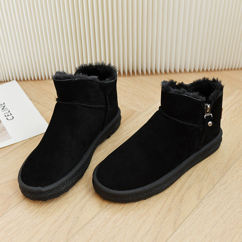 Snow boots women's short tube 2025 new boots women's plush thickened Korean version warm and non-slip short plush cotton shoes tide