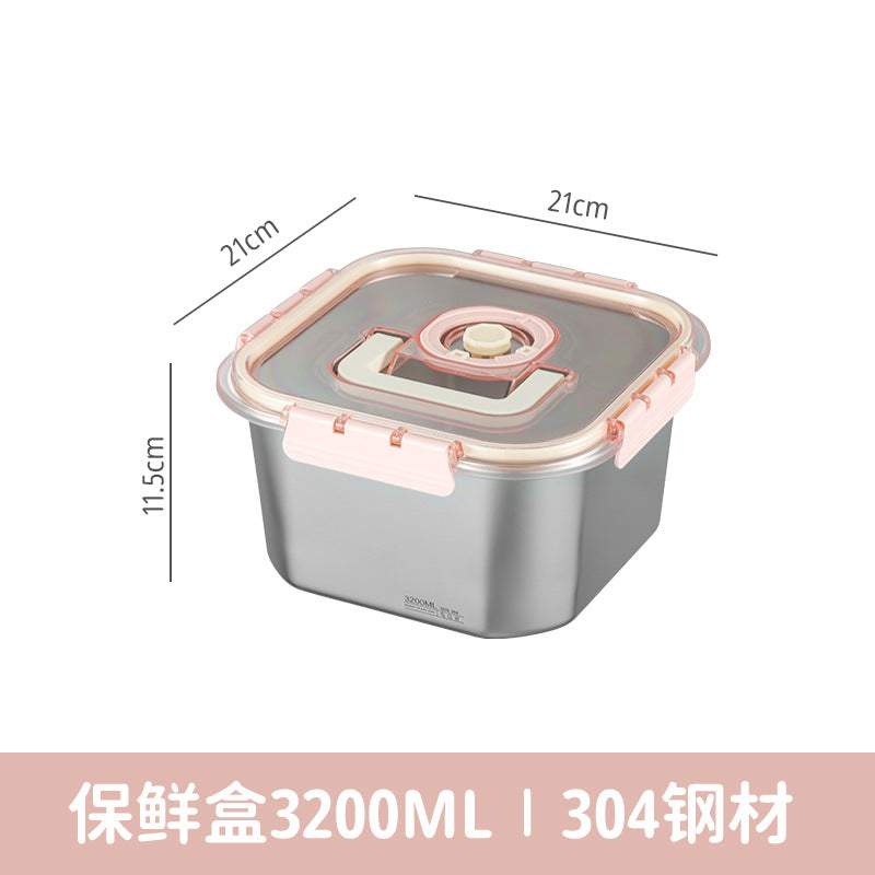 Cross-border fresh-keeping box sealed dumpling box 304 stainless steel sub-packaging refrigerator storage freezing box handle lunch box wholesale