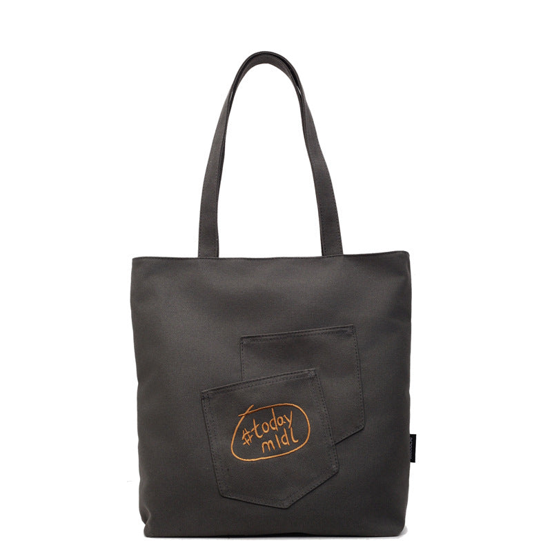 Cross-border canvas bag women's large-capacity 2025 new summer versatile simple shoulder bag casual college student tote bag