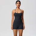 Cloud-feel, brushed, quick-dry yoga set: tank top with racerback, butt-lifting shorts, and pockets - perfect for running and fitness