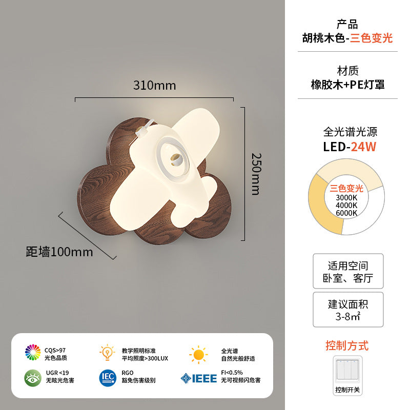 Wall lamp simple modern creative cloud plane children's room wall lamp log wind bedroom bedside ambient lamp