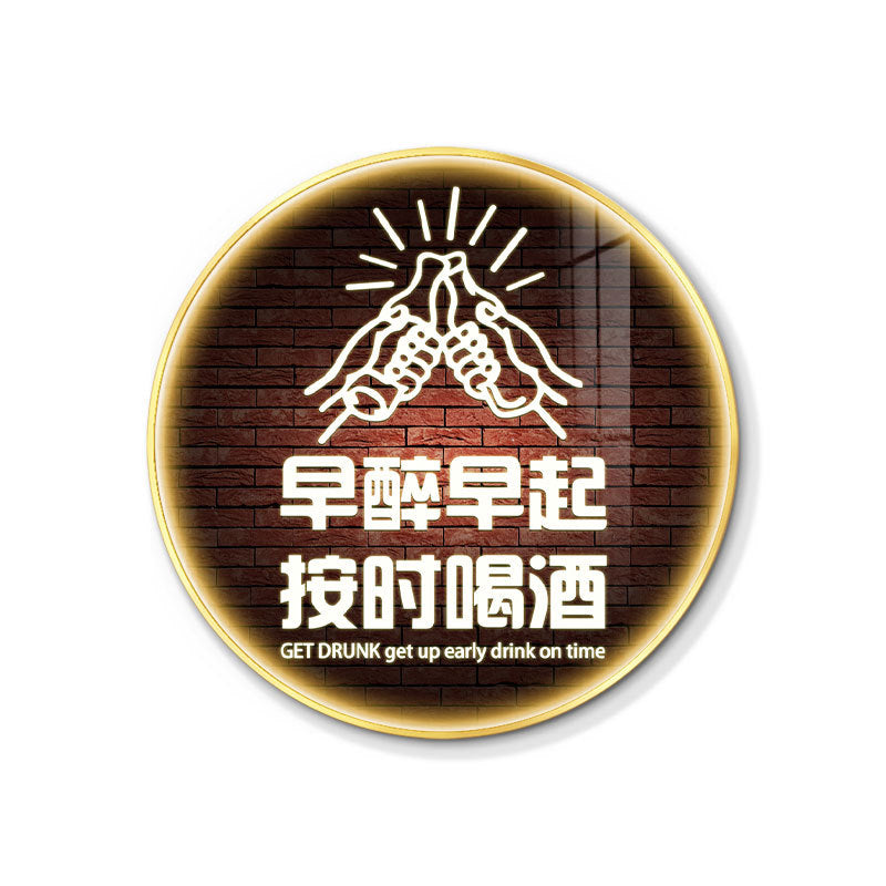 LED luminous bar hanging painting round neon light text KTV decorative painting barbecue hot pot restaurant restaurant box mural