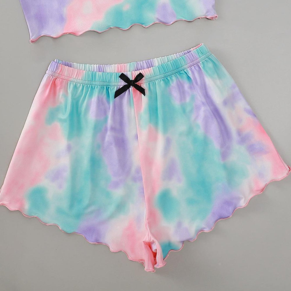 European and american new gradient english "trouble" print top and shorts loungewear set - direct from the manufacturer