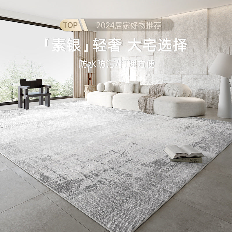 Carpet living room no-wash and wipeable accessible luxury italian normcorecasual gray sofa coffee table floor mat full floor large area