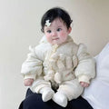 Baby clothes winter clothes thickened baby onesie outing clothes fleece-linedheattech cotton clothes outing khaki winter long crawl