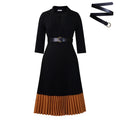 D538  cross-border autumn/winter european and american fashion women's blazer collar chic ol elegant pleated african dress