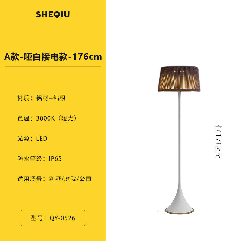 Outdoor waterproof floor lamp villa courtyard light terrace balcony light outdoor hand-woven lawn lamp bedroom table lamp