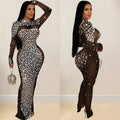 C6890 cross-border   fashion women's solid color mesh rhinestone long sleeve maxi dress
