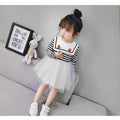 Girls' spring and autumn dress - new children's fashion dress for little girls - kids' baby princess dress - striped tulle skirt