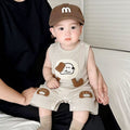 Baby summer romper - sleeveless cartoon bodysuit for newborn boys - cute cartoon onesie - lightweight summer outfit for newborns