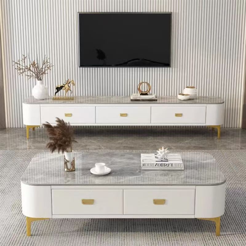 Tv cabinet coffee table living room for home small apartment 2025 modern casual tea table scandinavian floor-to-ceiling glass coffee table combination