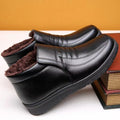 Men's winter fleece-lined cotton shoes, thickened high-top men's cotton leather shoes, warm cotton leather shoes for middle-aged and elderly men, dad shoes