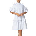 D503 european and american style women's summer  new fashion solid color ruffle trim a-line dress - export quality african dress