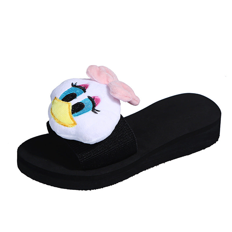 Plus size women's slippers for export, spring/summer 2024 new collection: elephant-themed chunky platform wedge slides, cartoon casual flip-flops