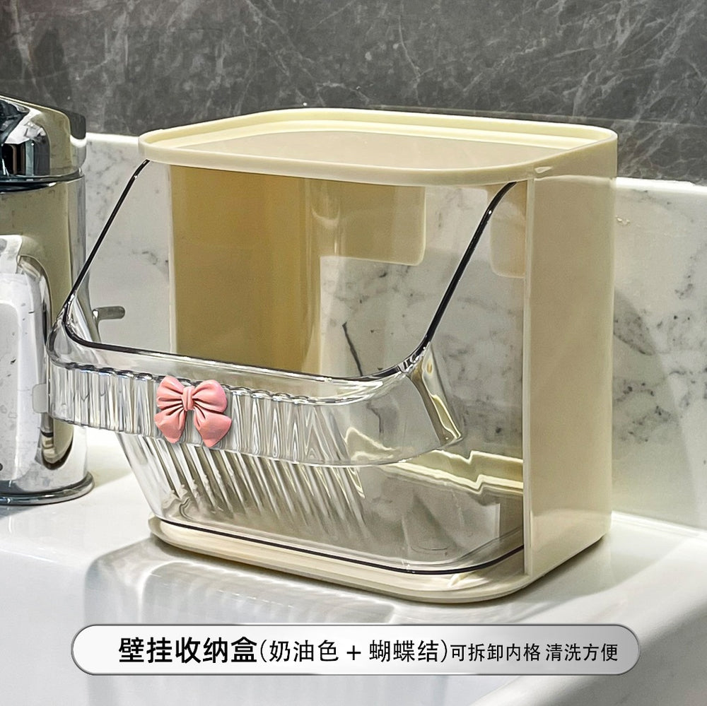 Bathroom toilet wash basin storage rack waste cotton soft face wash storage box bathroom wall hanging punching