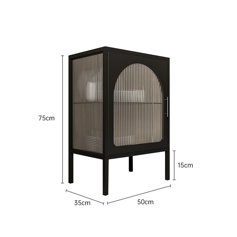 Nordic wrought iron dining side cabinet living room simple light luxury glass tea cabinet wine cabinet storage display storage cabinet