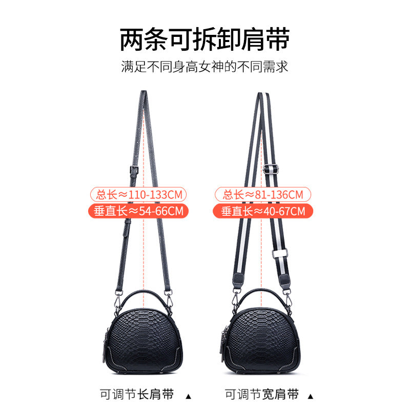 Crocodile pattern cowhide messenger bag women's 2025 new large-capacity leather shell bag new arrival casual shoulder bag small