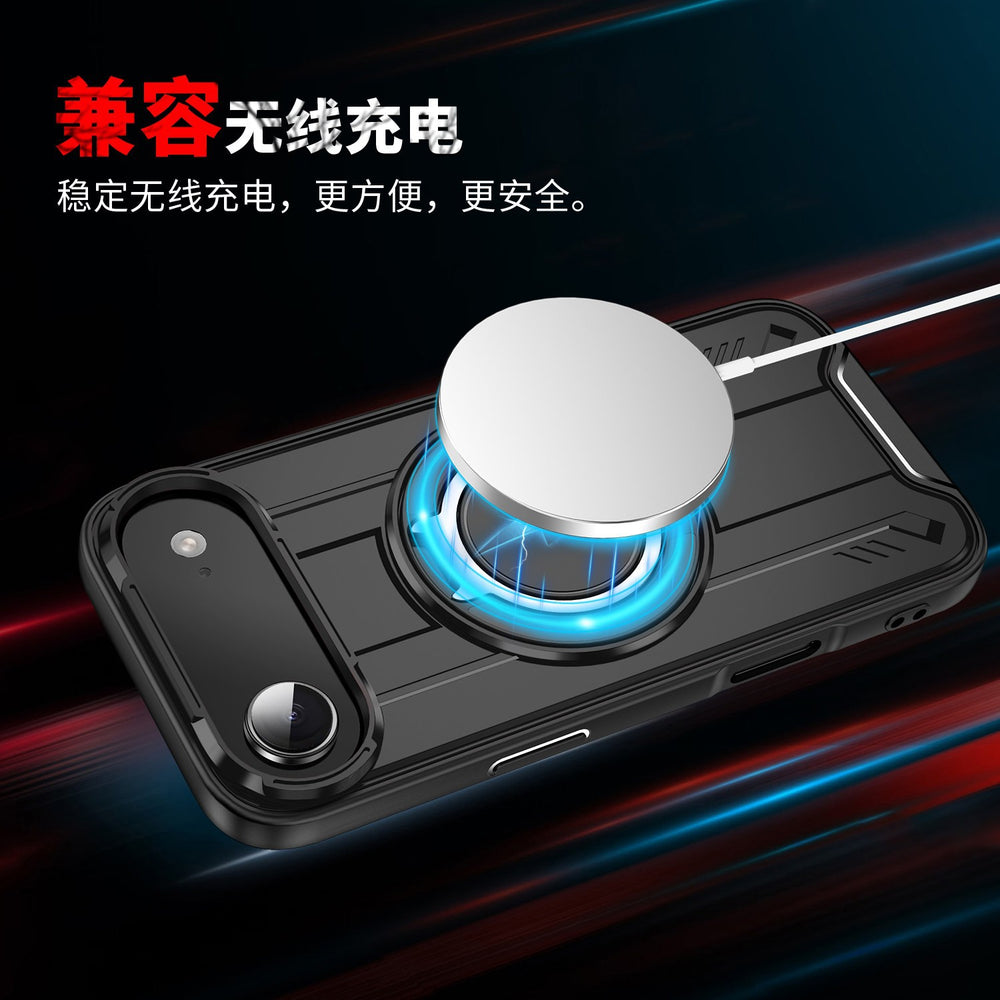 Lingsheng rotating integrated magnetic holder is suitable for iphone17pro mobile phone case armor anti-fall apple 11 cross-border