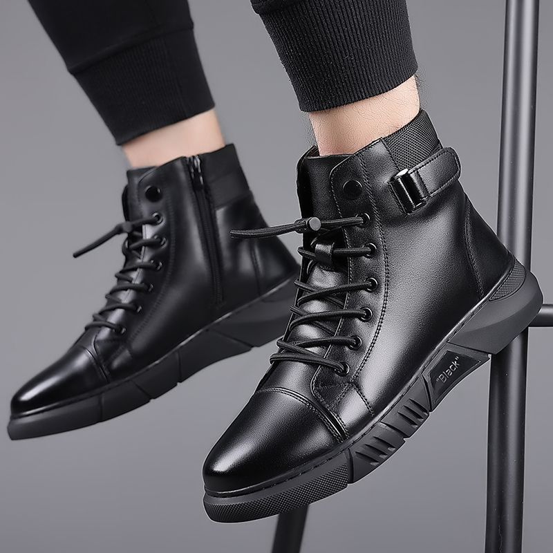 Men's martin boots: new 2025 autumn/winter collection - fleece-lined, british style, high-top casual leather shoes, non-slip men's footwear
