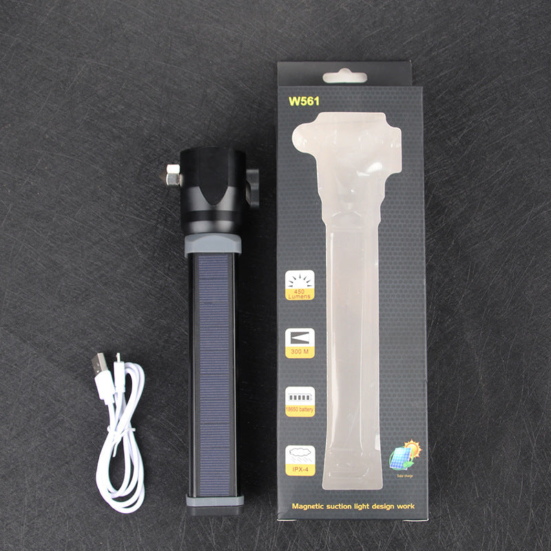 Cross-border new fire-fighting strong light USB solar charging flashlight T6 remote vehicle safety output LED flashlight