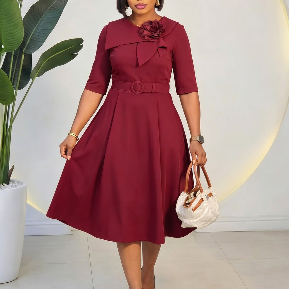D3377 cross-border african trade  summer new arrival: elegant and slim-fitting five-sleeve foreign trade dress