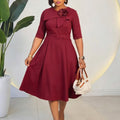 D3377 cross-border african trade  summer new arrival: elegant and slim-fitting five-sleeve foreign trade dress