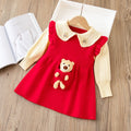 Girls' knit dress - cartoon bear design